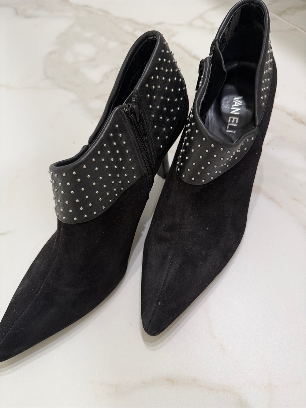 Vaneli Black Studded Pointed Ankle Booties Size 8 - Never Worn